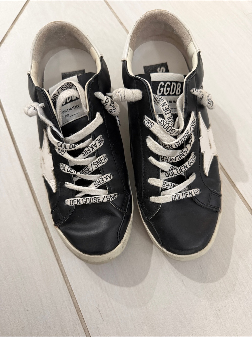 Golden Goose Kids Black & White Star Lace-Up Sneakers
